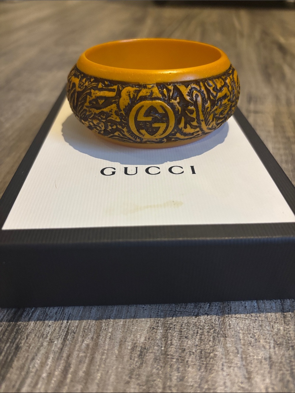 Gucci Yellow Carved Resin Bangle